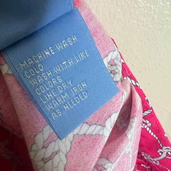 J. McLaughlin Cropped Pants 4 Pink Mid Rise Straight Rope Print Poplin Cotton - Picture 6 of 9